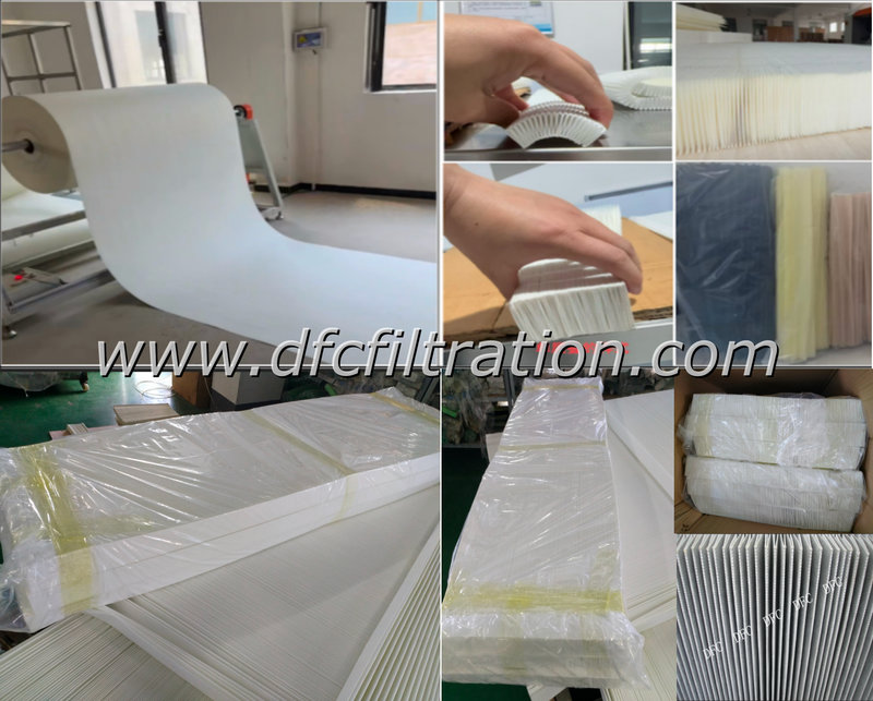 Factory pleating processing for various industrial filter media for dust collector cartridges